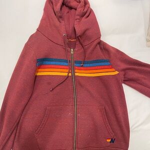 Red aviator nation zip up hoodie in a medium!